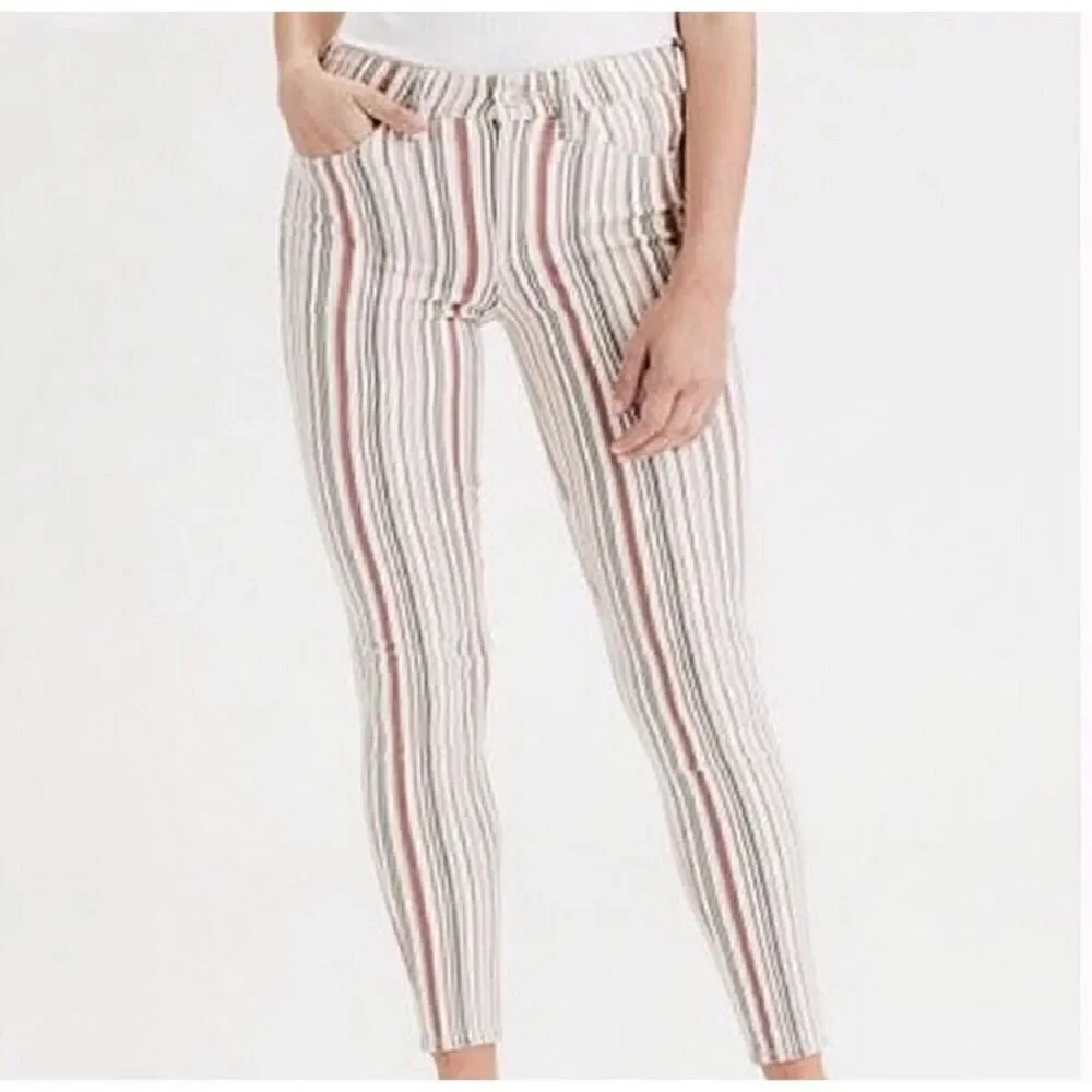 American Eagle Striped Mauve‎ Hi Rise Jegging Jeans | 0